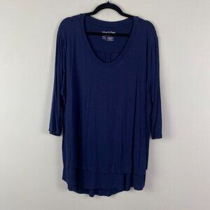 Latched Mama Navy Blue Scoop Neck Long Sleeve Tunic